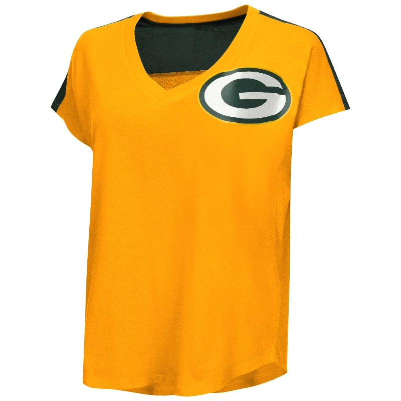 Green Bay Packers First Down Women's Tee Satin Fabric Silk Fabric Chiffon Fabric