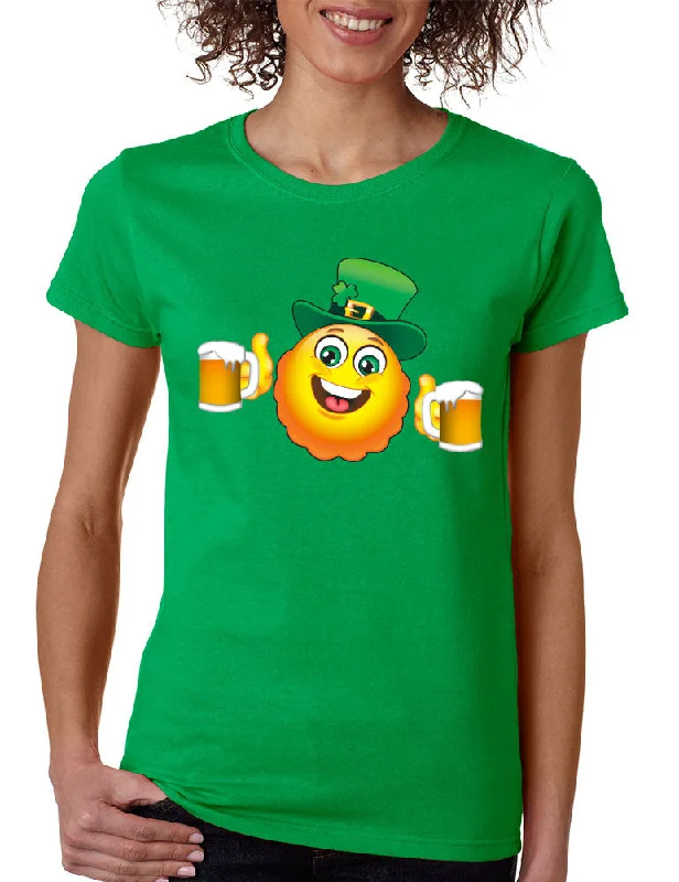 Irish smiling Emoji ST patricks women t-shirt Modern Contemporary Chic