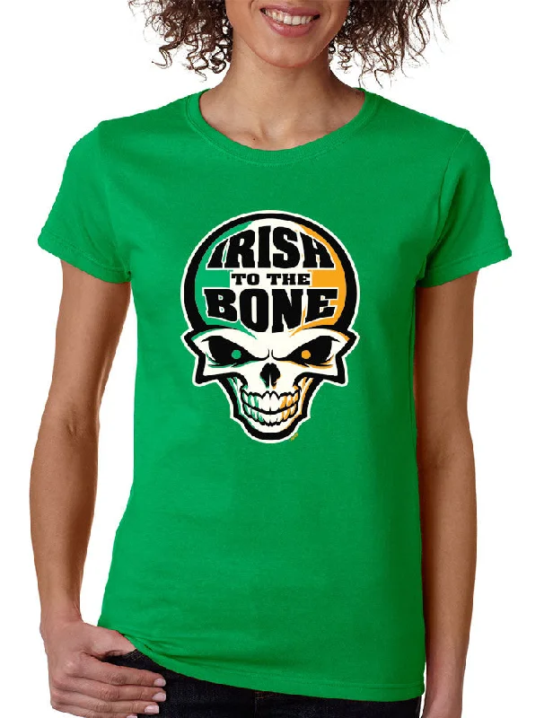 Irish To The Bone Skull women t-shirt St Patrik Polka Dot Checkered Tartan