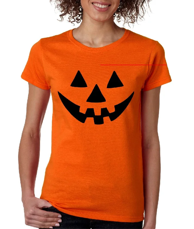 Jack O Lantern pumpkin Women's T shirt Ribbed T-Shirt High Neck Heavyweight