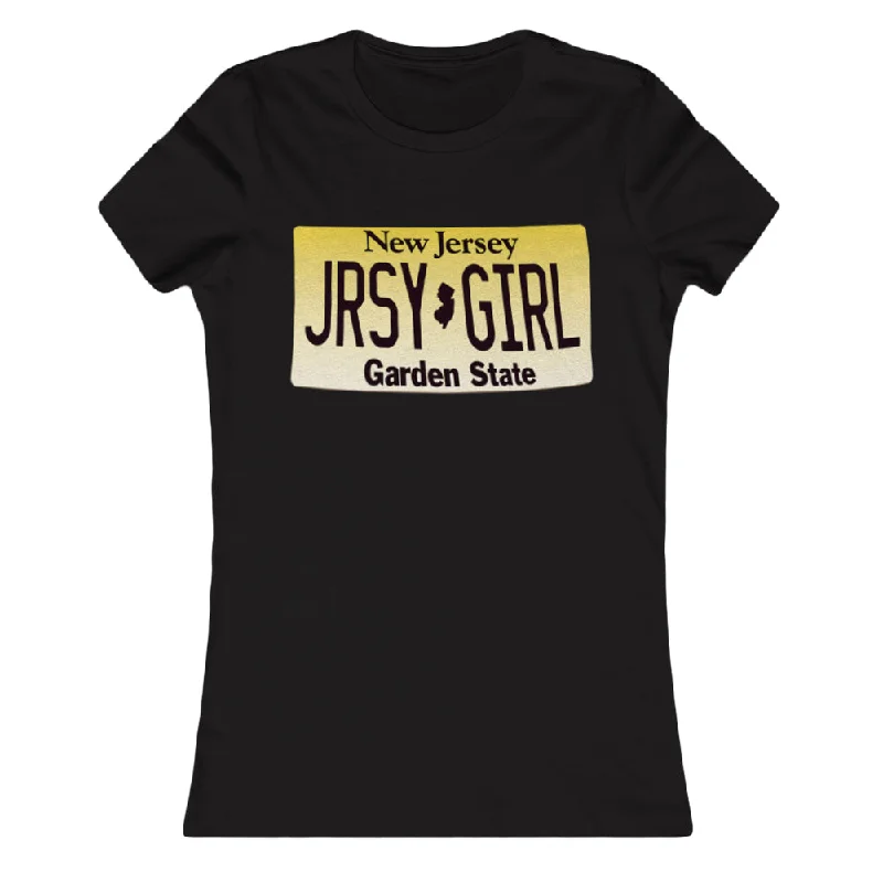 Jersey Girl License Plate Girls Shirt Striped Floral Plaid