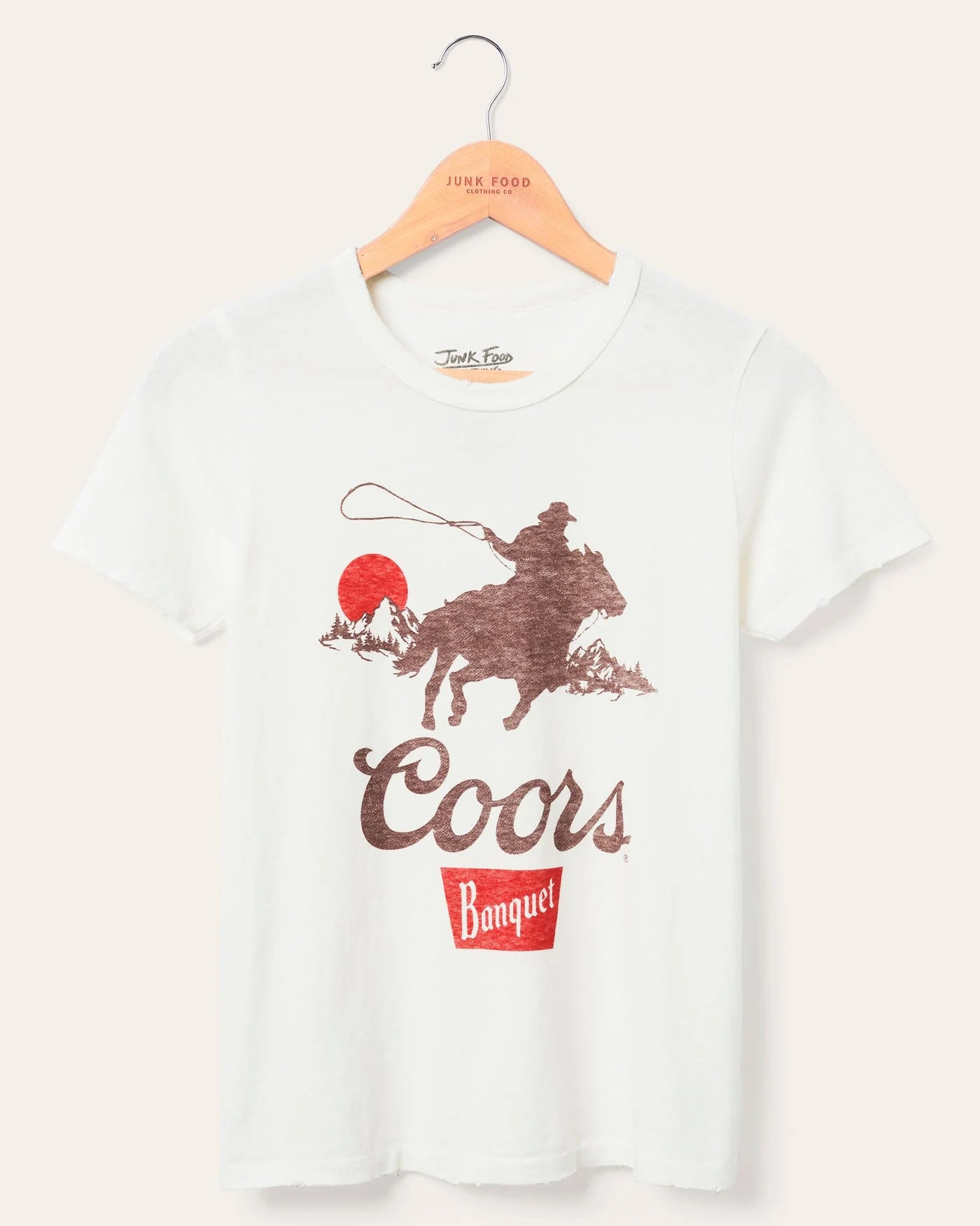 Junk Food Women's Coors Banquet Cowboy Original Tee - VINTAGE WHITE Casual Formal Business Junk Food Women's Coors Banquet Cowboy Original Tee - VINTAGE WHITE Casual Formal Business