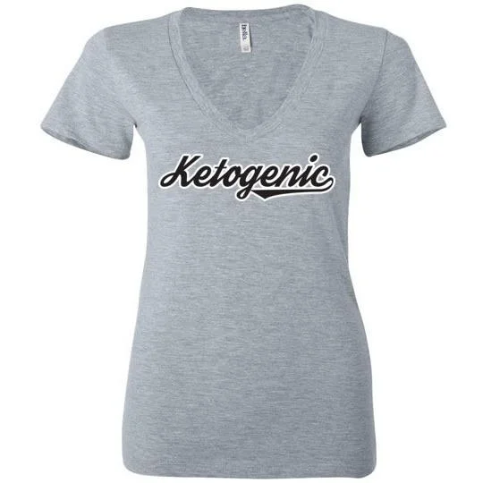 Keto T-Shirt Ketogenic Team Look, Ladies Deep V-Neck Elasticated Padded Insulated