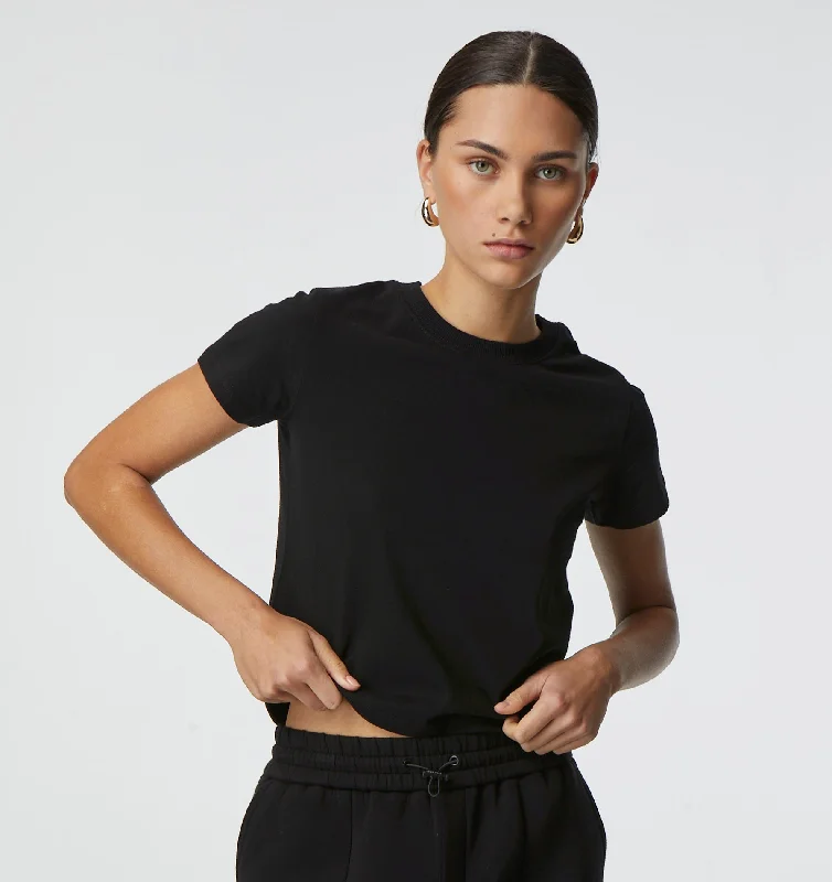 Mini Tee - Black Houndstooth Herringbone Solid