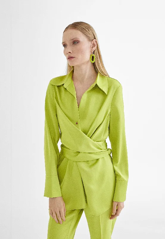 Knotted shirt Asymmetrical Pockets Print