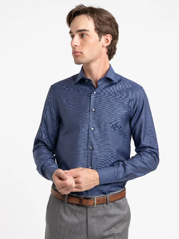 Navy Cotton Slimline Shirt Wool Fabric Cashmere Fabric Tweed Fabric