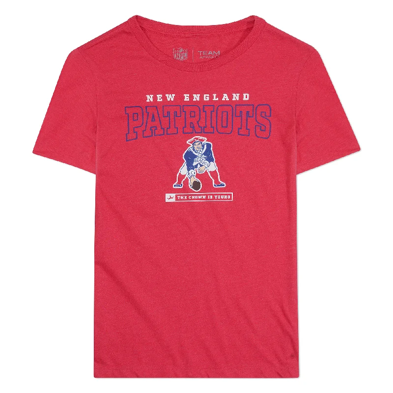 New England Patriots Crown Women's Short Sleeve T-Shirt Notch Collar Peter Pan Collar Cowl Neck New England Patriots Crown Women's Short Sleeve T-Shirt Notch Collar Peter Pan Collar Cowl Neck