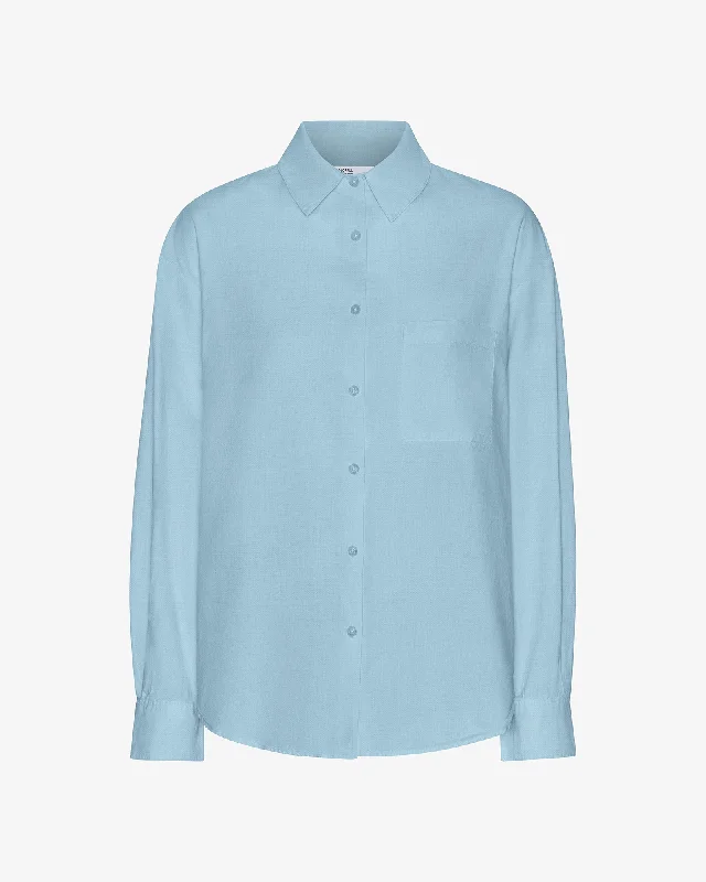 Organic Oversized Shirt - Seaside Blue Real Fur Shearling Chenille