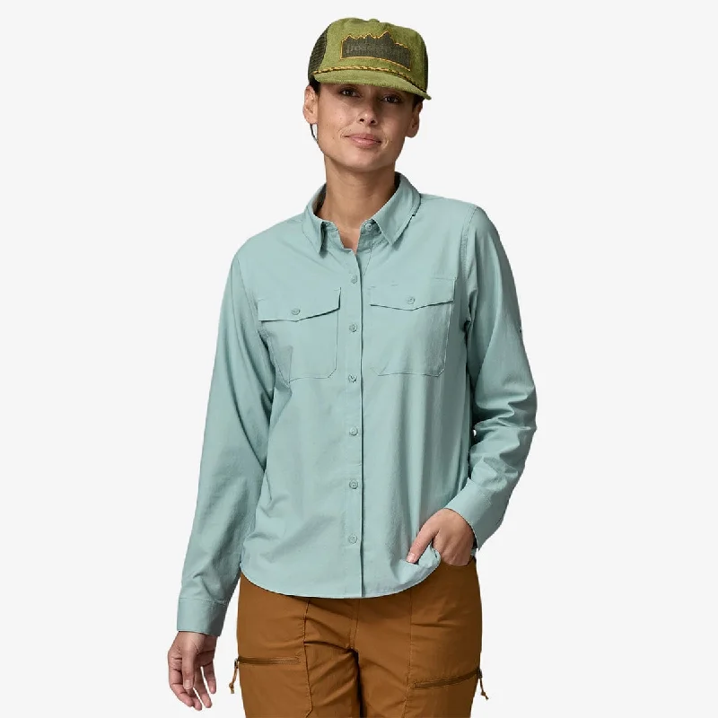 Patagonia Women's Long Sleeve Self Guided Sun Shirt Satin Fabric Silk Fabric Chiffon Fabric