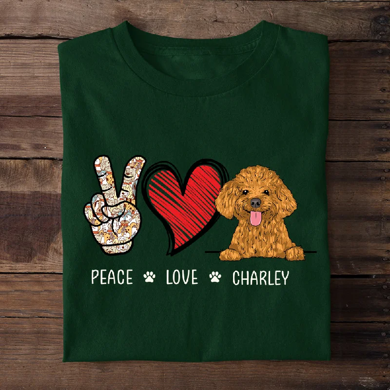 Peace Love Dog - Personalized Custom Premium T-Shirt Faux Fur Fabric Real Fur Fabric Shearling Fabric Peace Love Dog - Personalized Custom Premium T-Shirt Faux Fur Fabric Real Fur Fabric Shearling Fabric