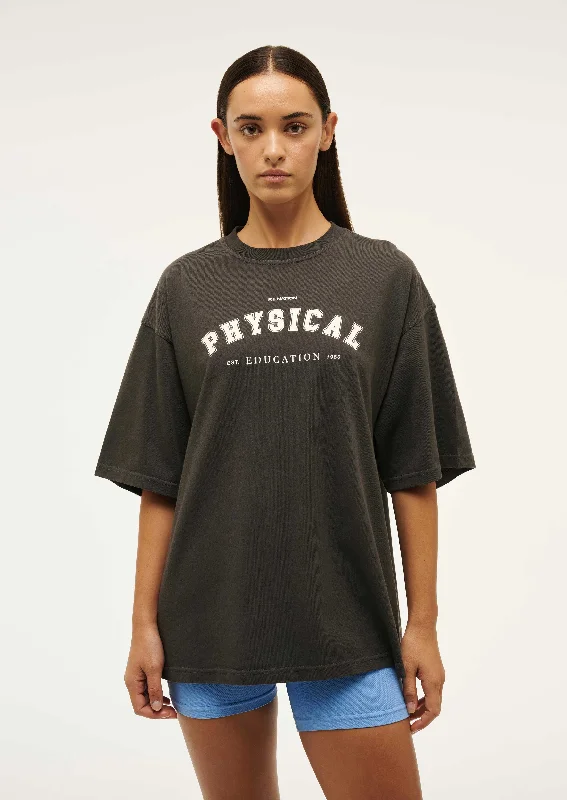 PHYSICAL OVERSIZED TEE IN WASHED BLACK Fleece Nylon Spandex