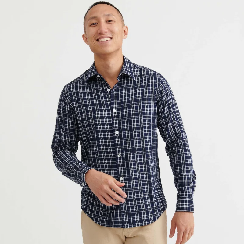 Portside Plaid Shirt V-Neck T-Shirt Long Sleeve Cotton
