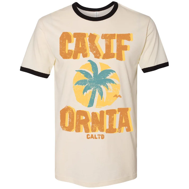 Sunset California Love Ringer Tee Ribbed T-Shirt High Neck Heavyweight