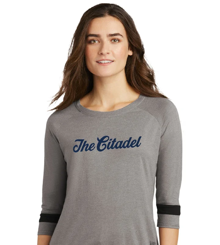 The Citadel New Era ® Ladies Tri-Blend 3/4-Sleeve Tee Collared Crew Neck Turtle Neck