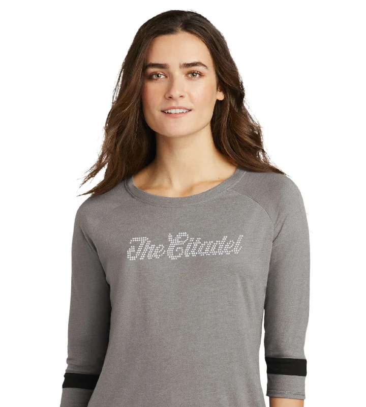 The Citadel Rhinestones New Era ® Ladies Tri-Blend 3/4-Sleeve Tee Welt Pockets Slit Pockets