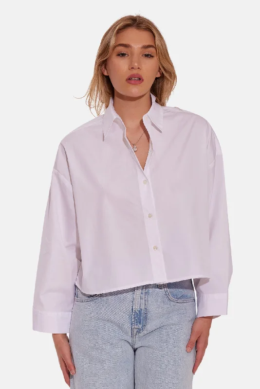 Gansett Poplin Crop Shirt White Lace Blend Ribbed Blend Corduroy Blend