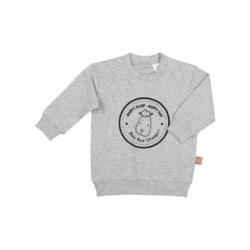 Unisex Long Sleeve Sweatshirt Happy Sleep Grey Houndstooth Herringbone Solid