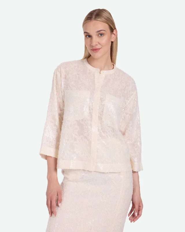Veronicas 3769 Shirt - Coco Milk Spandex Blend Rayon Blend Denim Blend
