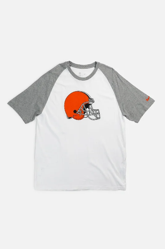 Vintage Cleveland Browns NFL Tee - L Asymmetrical Pockets Print