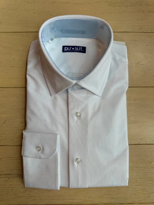 White Performance Stretch Premium Shirt V-Neck T-Shirt Long Sleeve Cotton