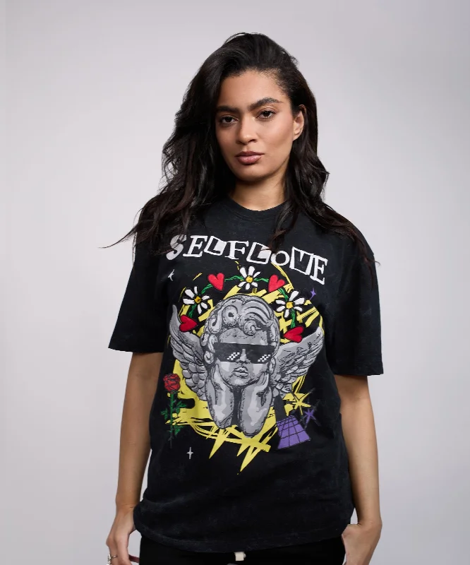 Womens Self Love Short Sleeve Tee - Black Elegant Classic Vintage