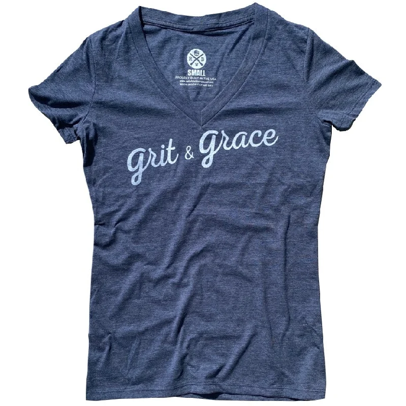 Women's Grit & Grace Patriotic V-Neck T Shirt Fleece Fabric Down Fabric Feather Fabric Women's Grit & Grace Patriotic V-Neck T Shirt Fleece Fabric Down Fabric Feather Fabric