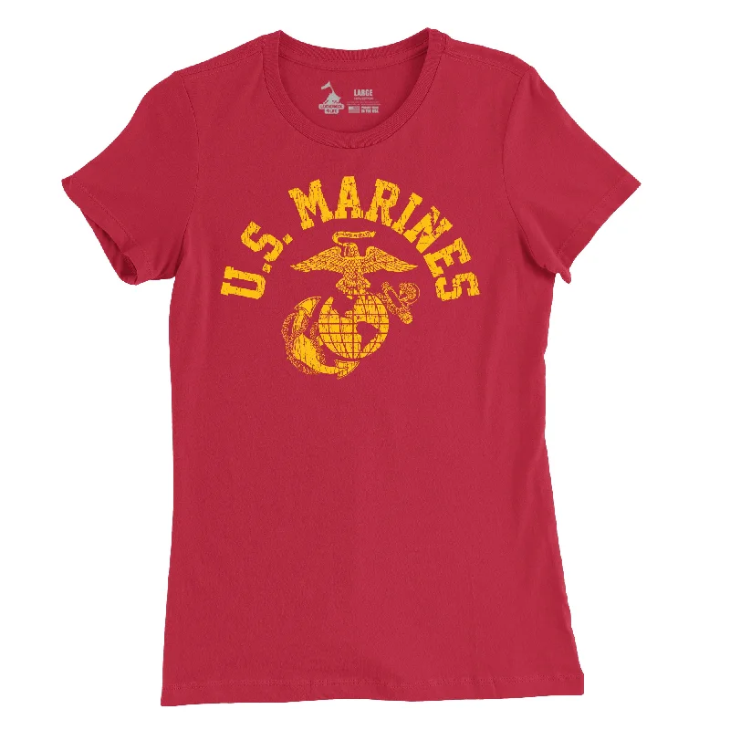 Women's Old School Red USMC T-Shirt Rayon Fabric Velvet Fabric Corduroy Fabric