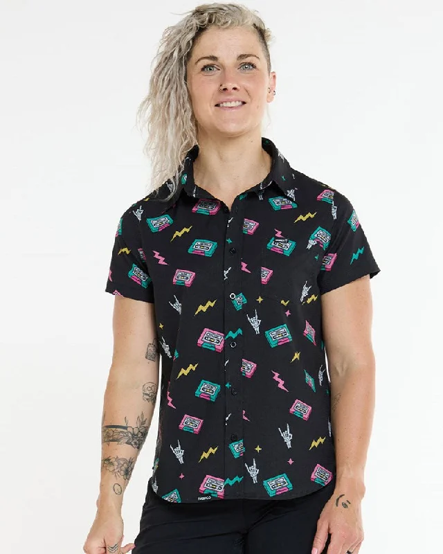 Womens Tech Party Shirt | Mix Tape Notch Collar Peter Pan Collar Cowl Neck