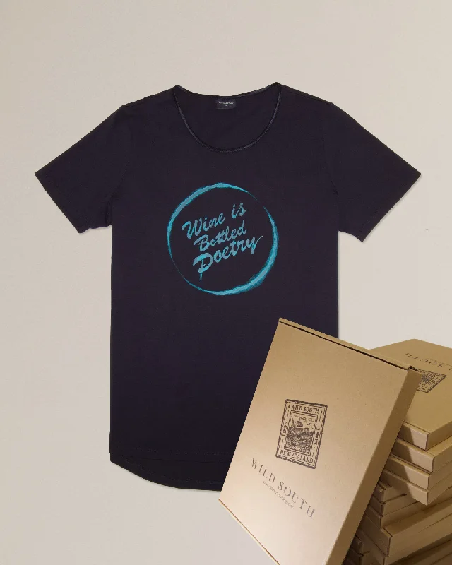 SUPIMA BOTTLED POETRY CREW TEE Spandex Blend Rayon Blend Denim Blend