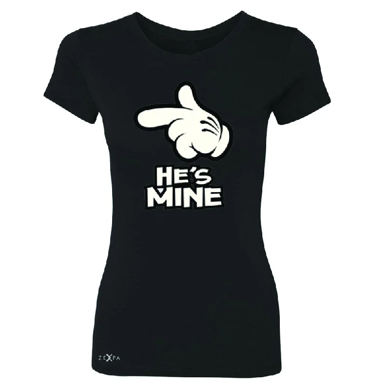 Zexpa Apparel™ He is Mine Cartoon Hands Valentine's Day Women's T-shirt Couple Tee Ribbed Striped Patterned Zexpa Apparel™ He is Mine Cartoon Hands Valentine's Day Women's T-shirt Couple Tee Ribbed Striped Patterned