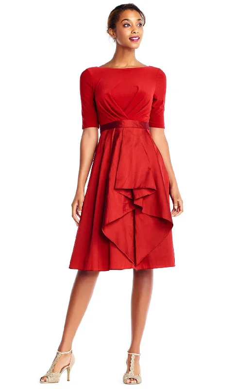 Adrianna Papell - AP1D101549SC Bateau Neck Knee Length Dress