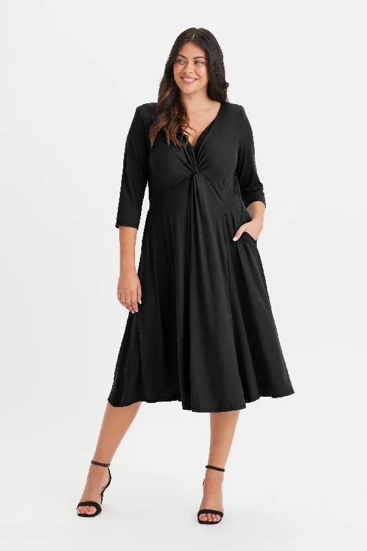 Claudia Black Peach Touch Jersey Knot Front Dress