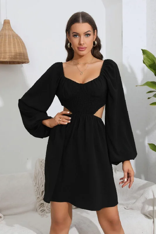 Hazel Blues® | Cutout Long Balloon Sleeve Dress