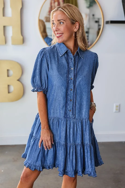 Drop Waist Dress - Chambray