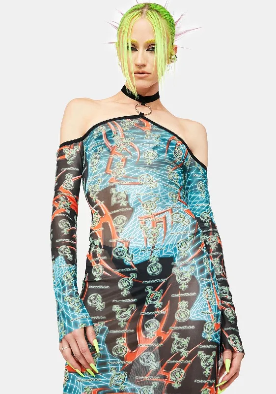 Gender Spectrum Monogram Mesh Dress