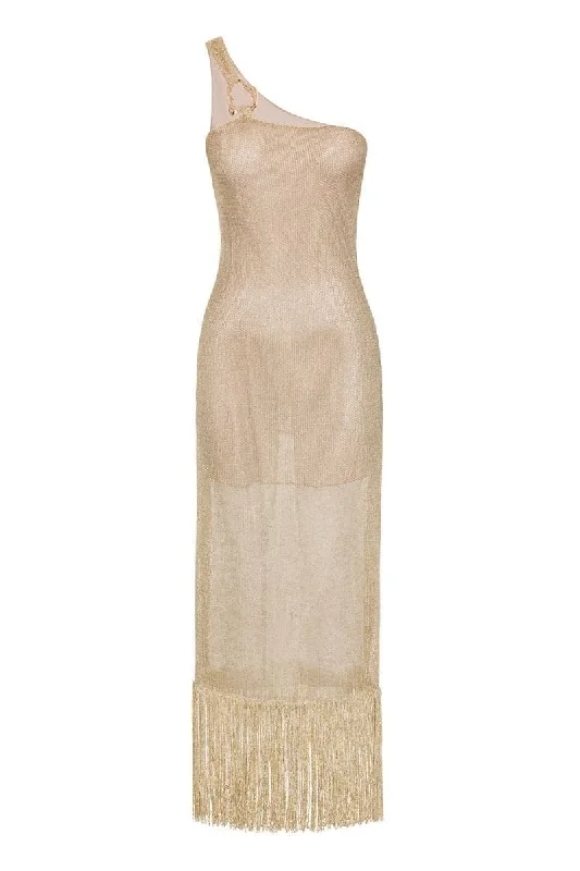 HELIA FRINGED GOLDEN DRESS