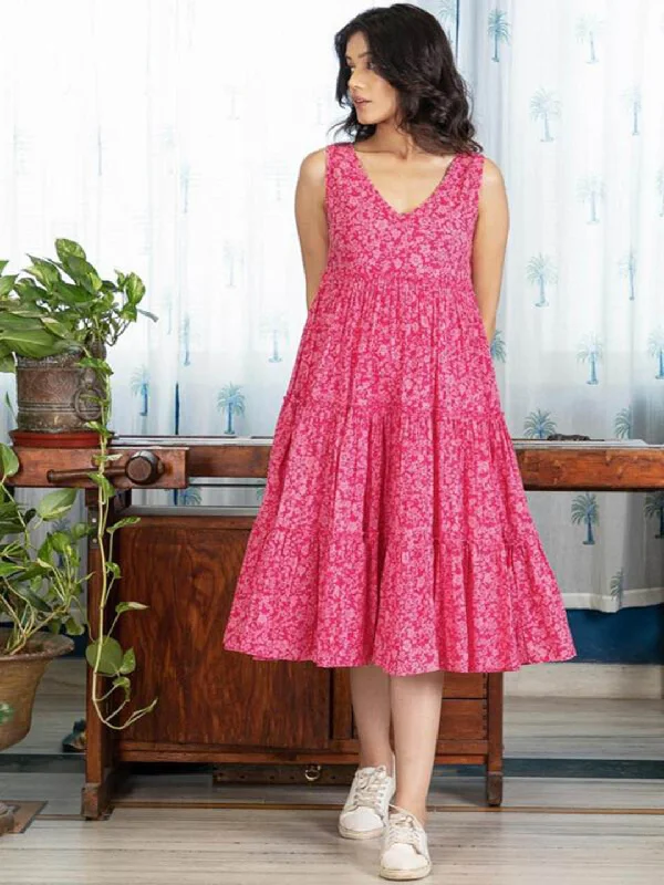 Printed Pink Cotton Dress