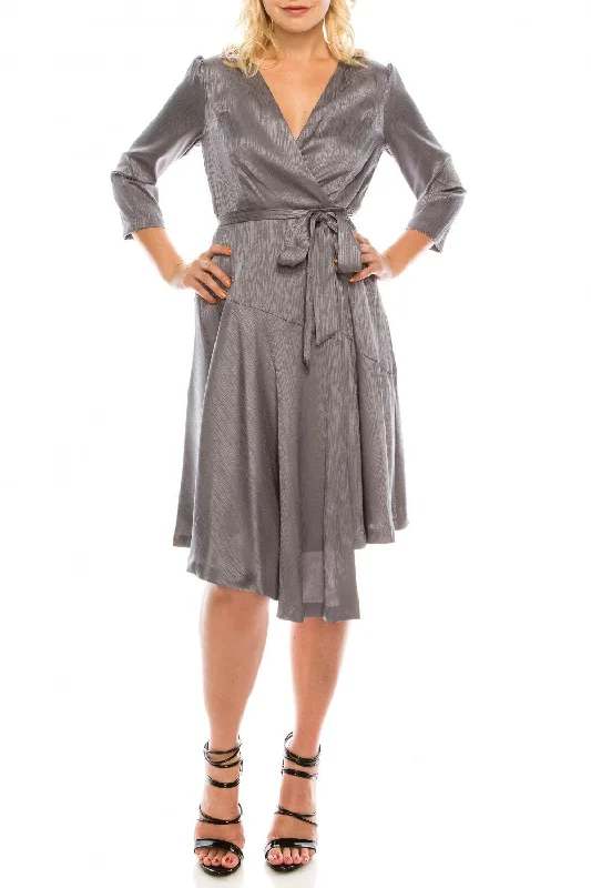 London Times - Knee Length Quarter Sleeve Twill Dress T4791MSC