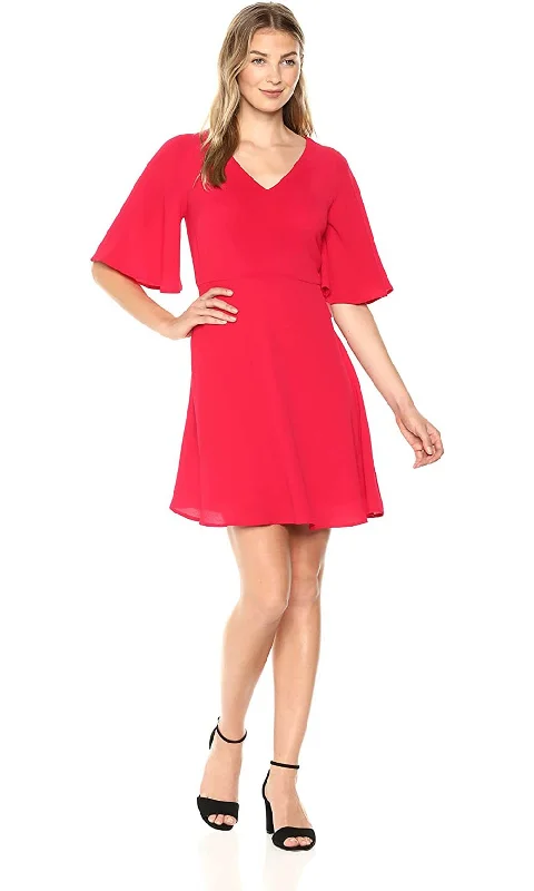 London Times - Short Flutter Sleeve A-Line Dress T3515MSC