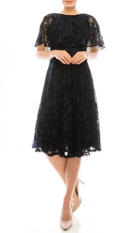 Maison Tara - 95155MSC Capelet Lace A-Line Dress