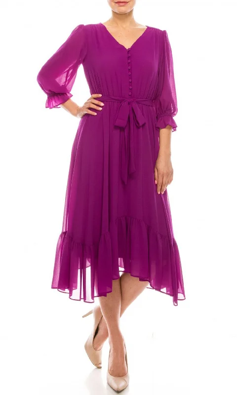 Maison Tara - Quarter Sleeve Button Down A-Line Dress 91084MSC