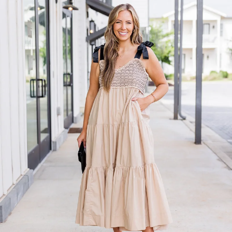Midnight Garden Dress, Taupe