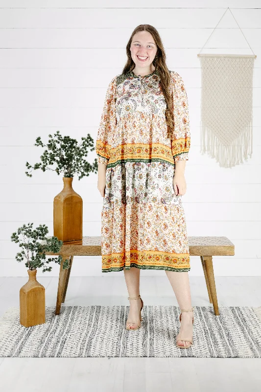 Mirasole Mixed Print Dress - Cream