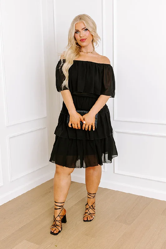 Passion For Pinot Ruffle Dress In Black