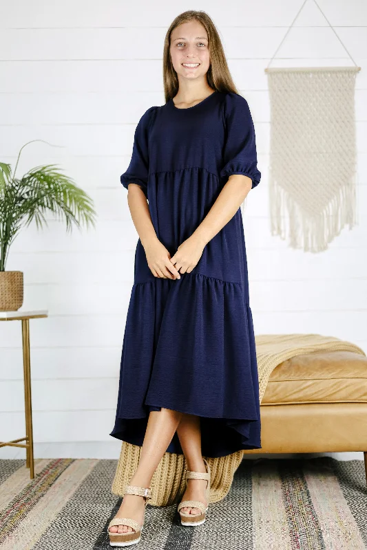 Presley Tiered Dress - Navy