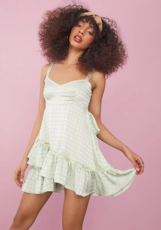 Sage Cup Of Tea Satin Slip Dress