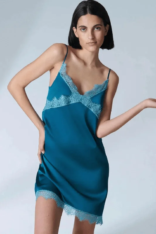 Satin Secrets Nightdress Cyan Blue