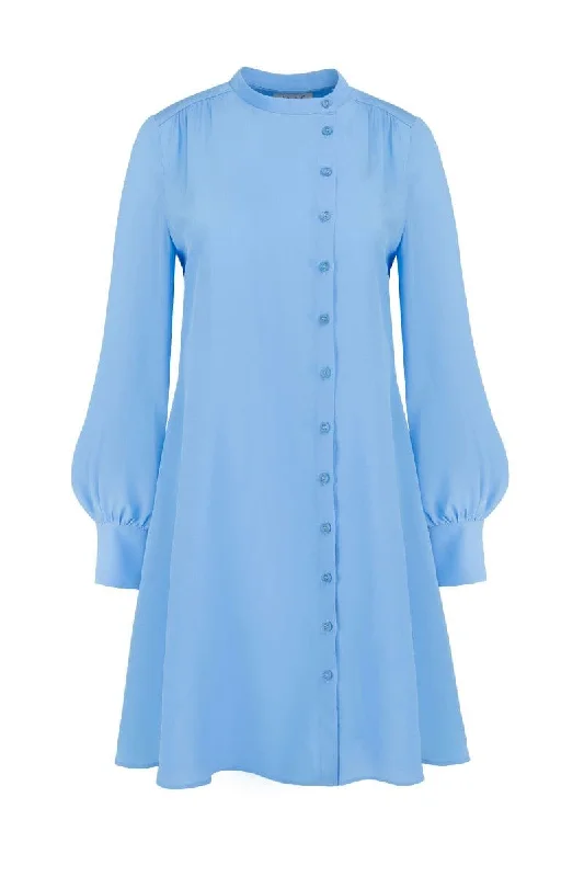 SKY BLUE ASYMMETRIC SILK DRESS