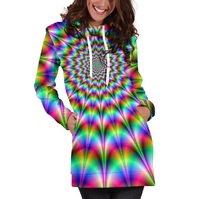 Spiky Psychedelic Optical Illusion Pullover Hoodie Dress
