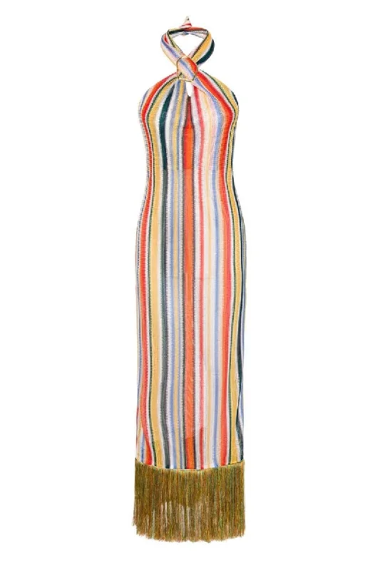TULANI STRIPED HALTER DRESS